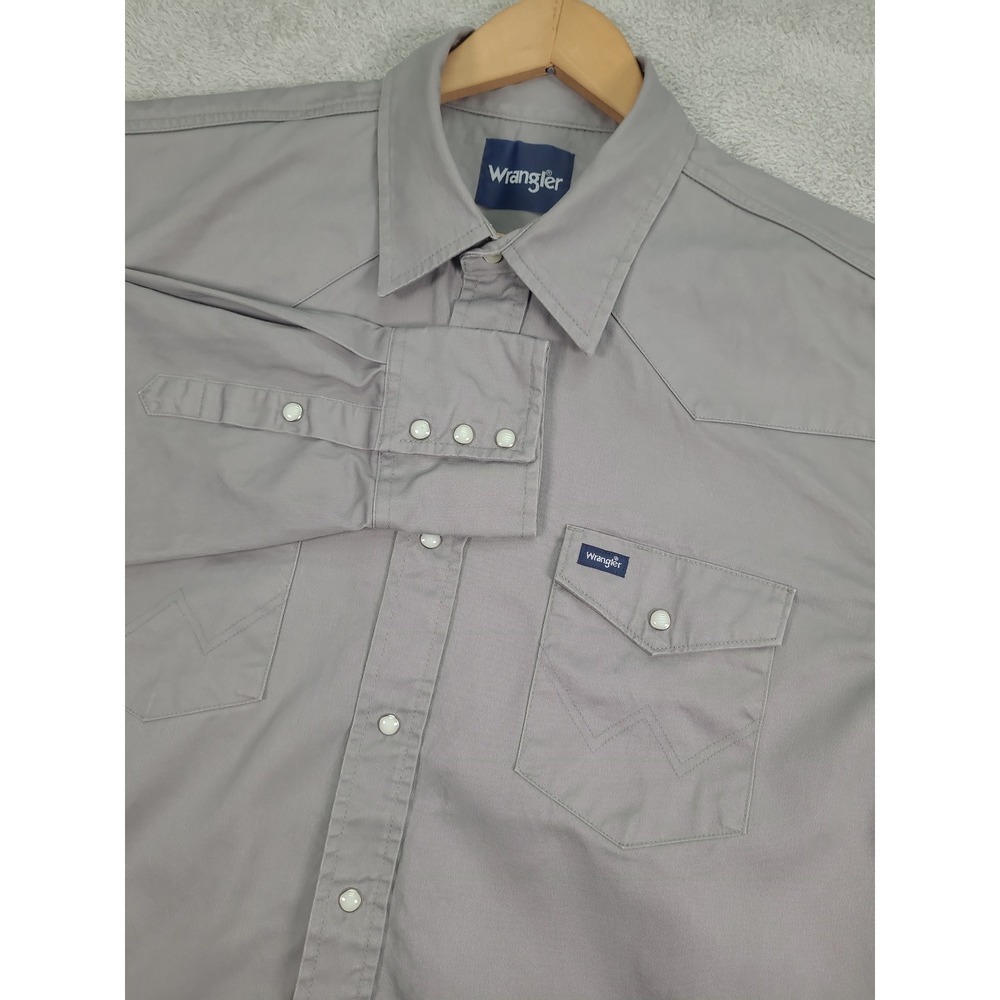 Vintage Wrangler Mens Gray Long Sleeve Western Pearl Snap Shirt XL WTMH91994